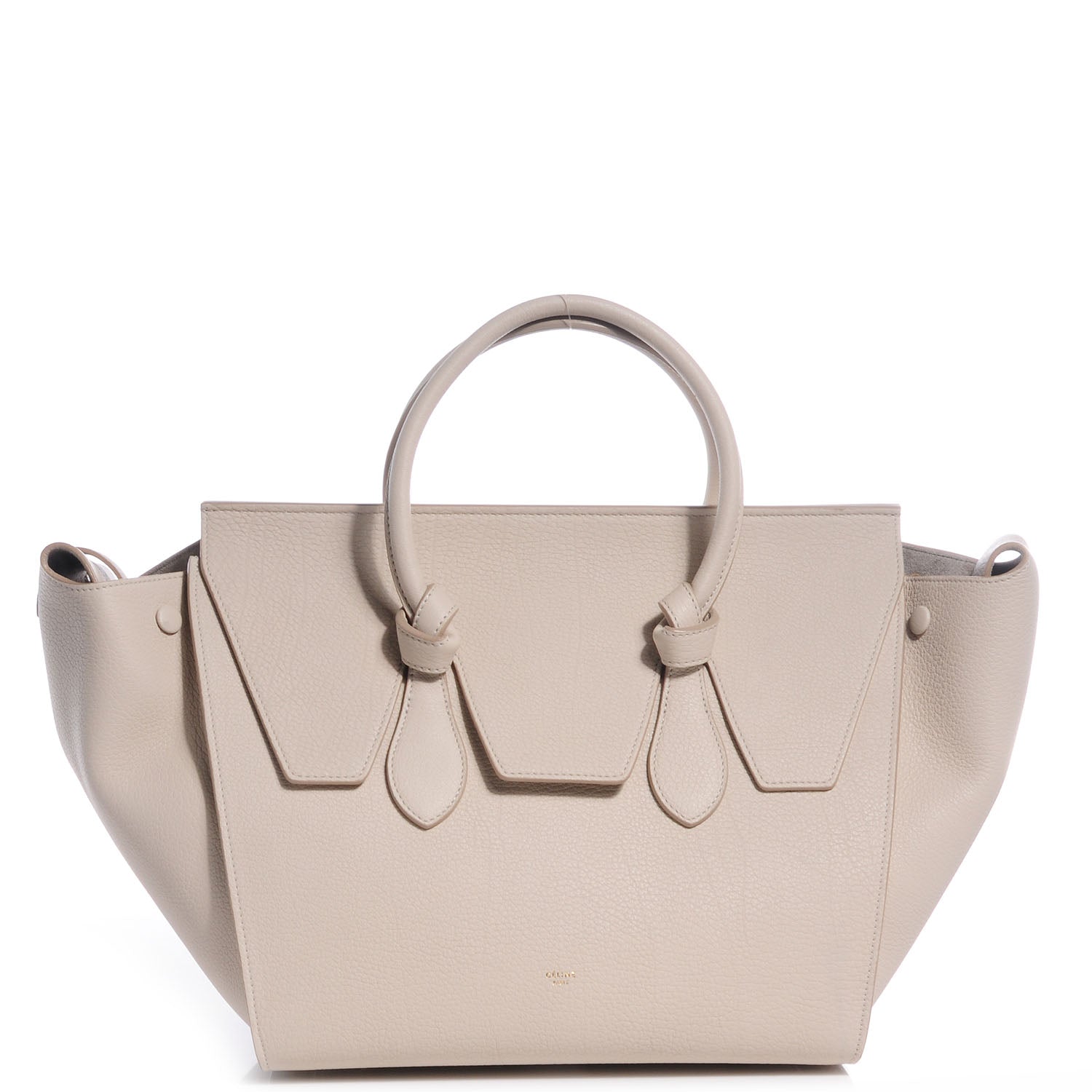 Celine Grained Calfskin Tie Knot Small Tote Chalk 1 of 10