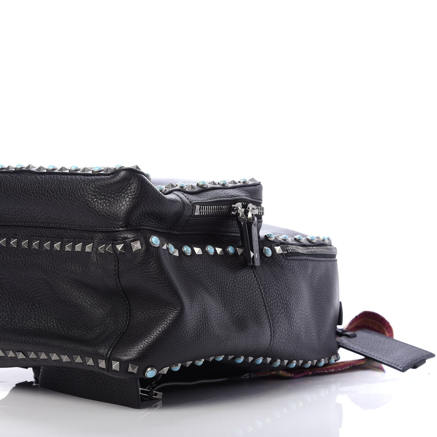 Pebbled Calfskin Medium Rockstud Rolling Backpack Black
