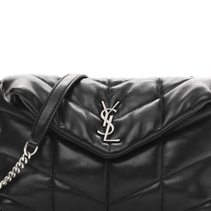 Saint Laurent Lambskin Quilted Toy Loulou Puffer Monogram Chain Satchel Black 9 of 11