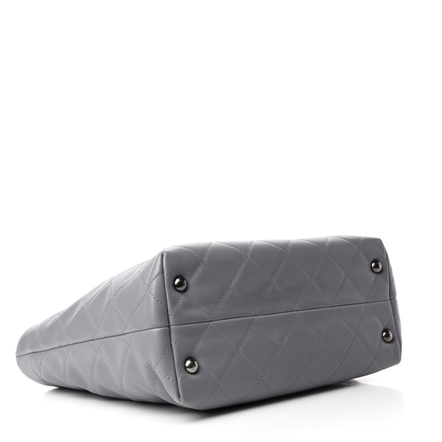 Lambskin Quilted Shopping Tote Grey