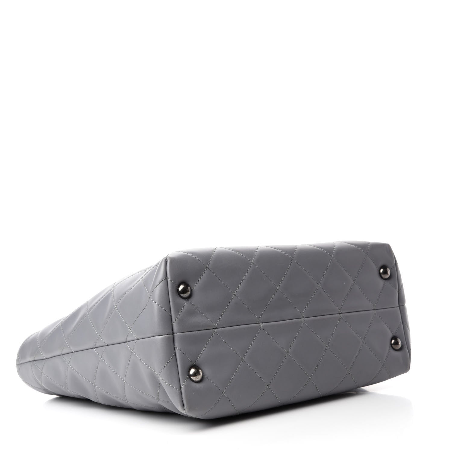 Chanel Lambskin Quilted Shopping Tote Grey 4 of 11