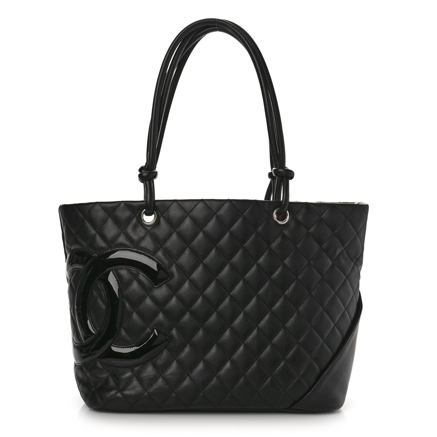 Calfskin Quilted Large Cambon Tote Black