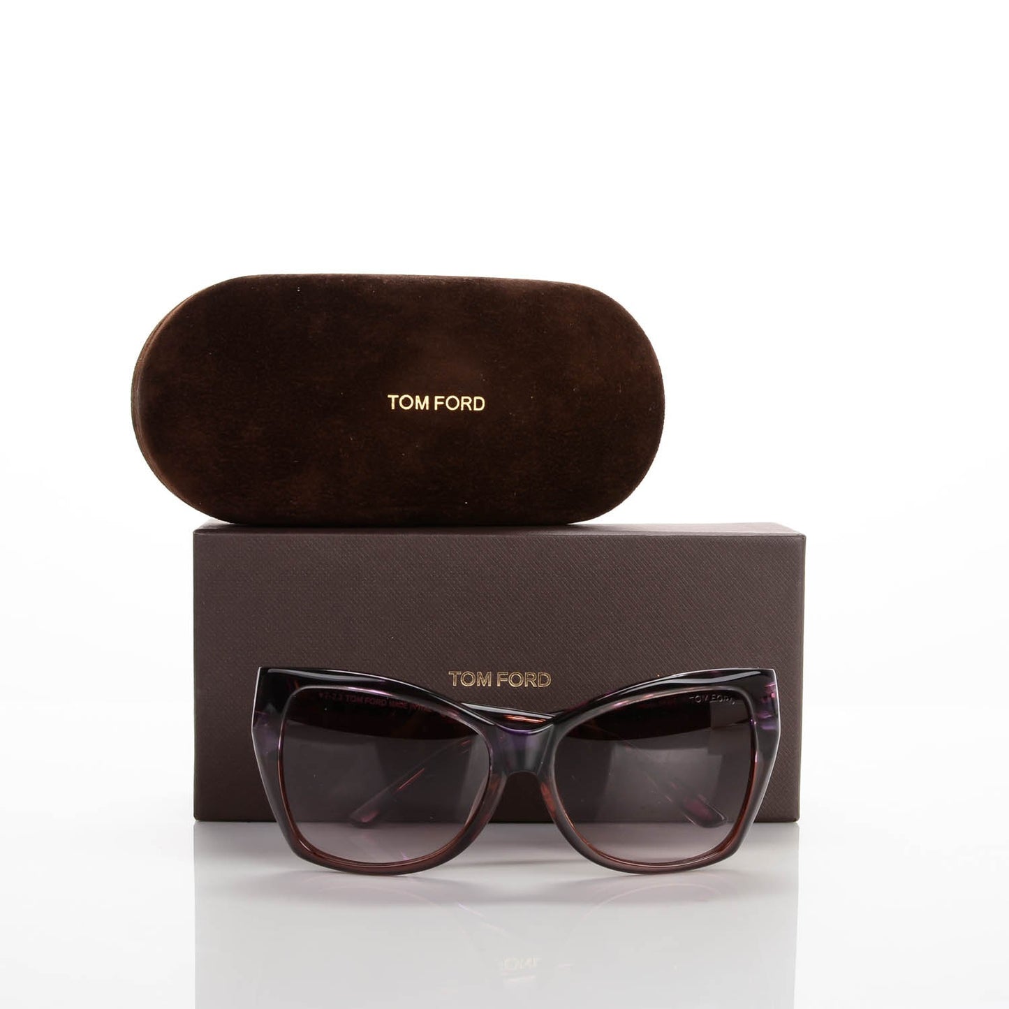 Carli Oversize Square Cateye Sunglasses TF295 Violet Havana