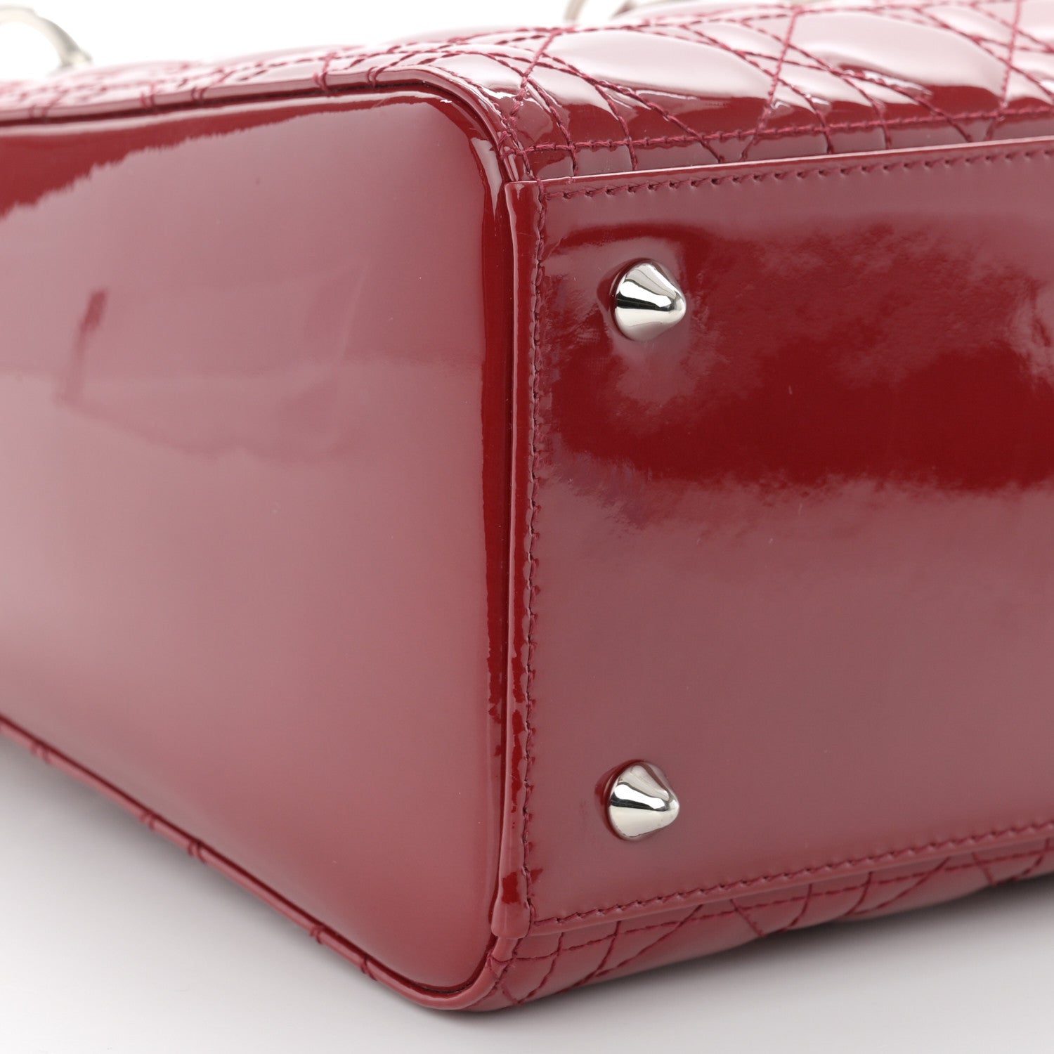 Christian Dior Patent Cannage Medium Lady Dior Burgundy Red 9 of 12