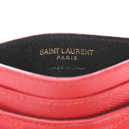 Saint Laurent Grain De Poudre Matelasse Chevron Monogram Credit Card Case New Red 6 of 12