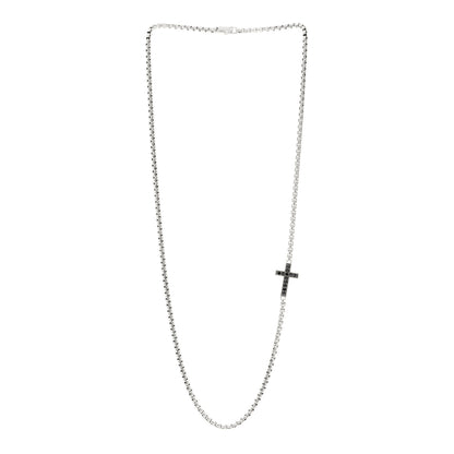 David Yurman Sterling Silver Black Diamond Streamline Cross Station Necklace 26" 3 of 4