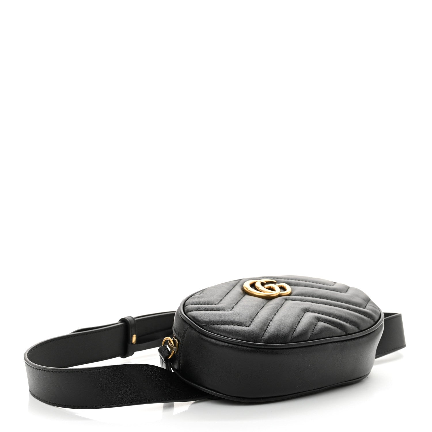 Gucci Calfskin Matelasse GG Marmont Belt Bag 85 34 Black 4 of 11
