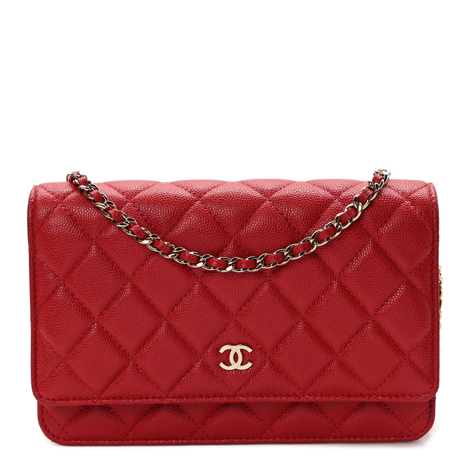 Chanel Caviar Quilted Wallet On Chain WOC Red 1 of 9