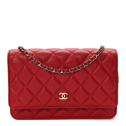 Chanel Caviar Quilted Wallet On Chain WOC Red 1 of 9