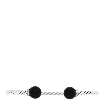 David Yurman Sterling Silver Diamond Onyx 9mm Solari Bracelet 1 of 5