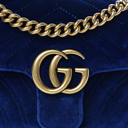 Gucci Velvet Matelasse Mini GG Marmont Shoulder Bag Cobalt Blue 10 of 10