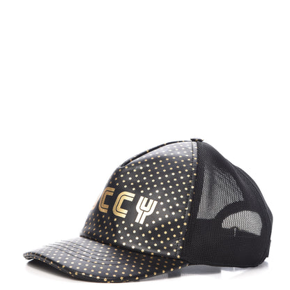 Gucci X SEGA Calfskin GUCCY Stars Baseball Hat XL Black Gold 1 of 7