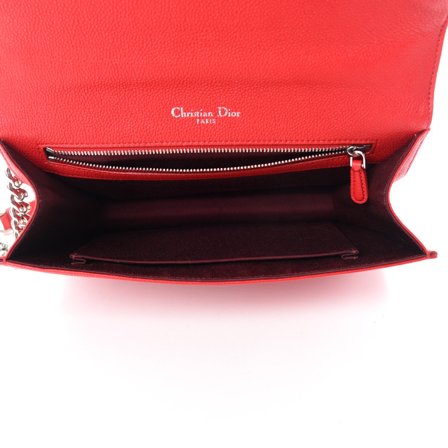 Christian Dior Grained Calfskin Medium Diorama Flap Bag Red 5 of 11