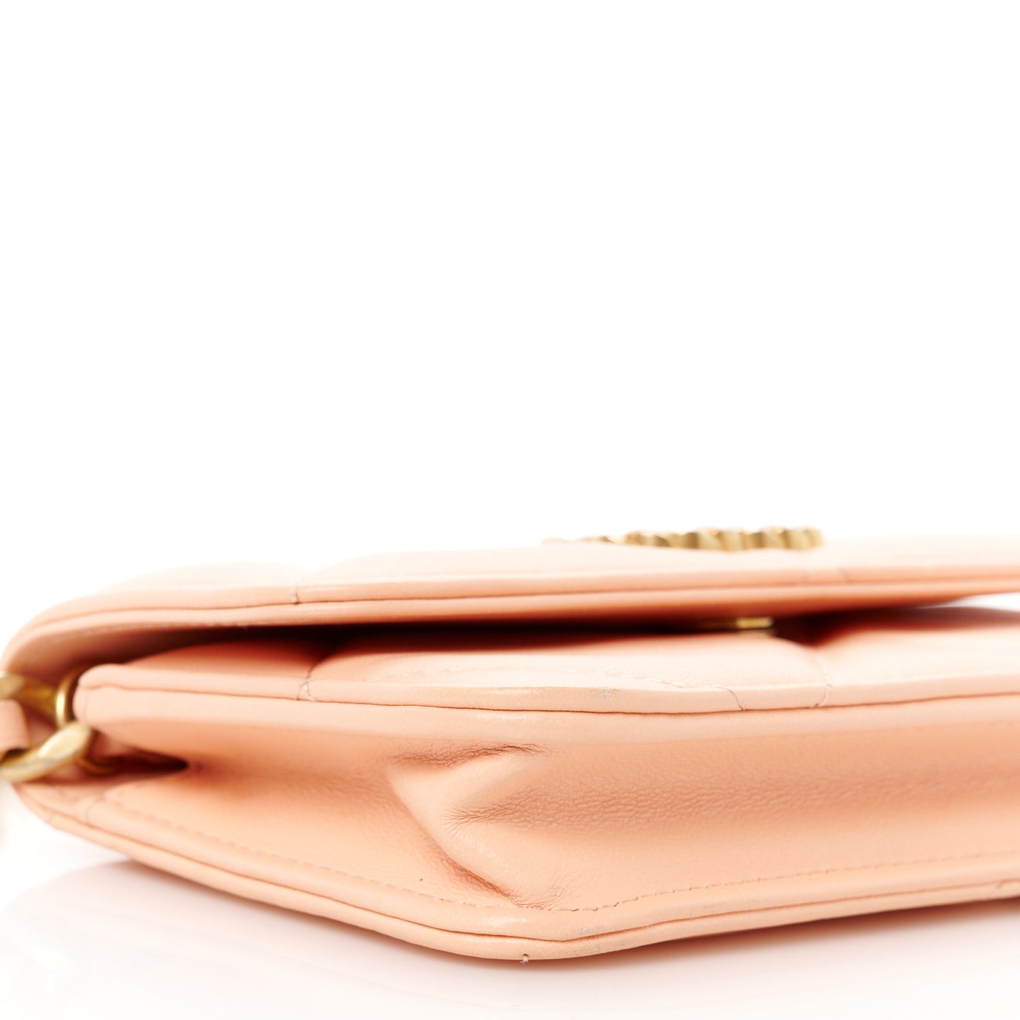 Lambskin Quilted Chanel 19 Clutch With Chain Light Orange