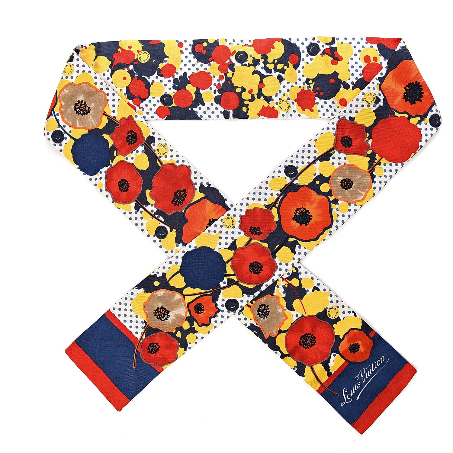 Louis Vuitton Silk Retro Flowers Bandeau Yellow 1 of 2