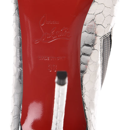 Christian Louboutin Calfskin Craquele So Kate Booty 110 Ankle Boots 36 Silver 6 of 7