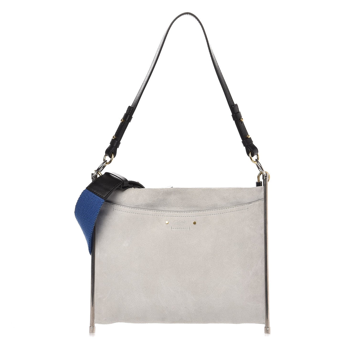Smooth Calfskin Suede Medium Roy Bag Airy Grey
