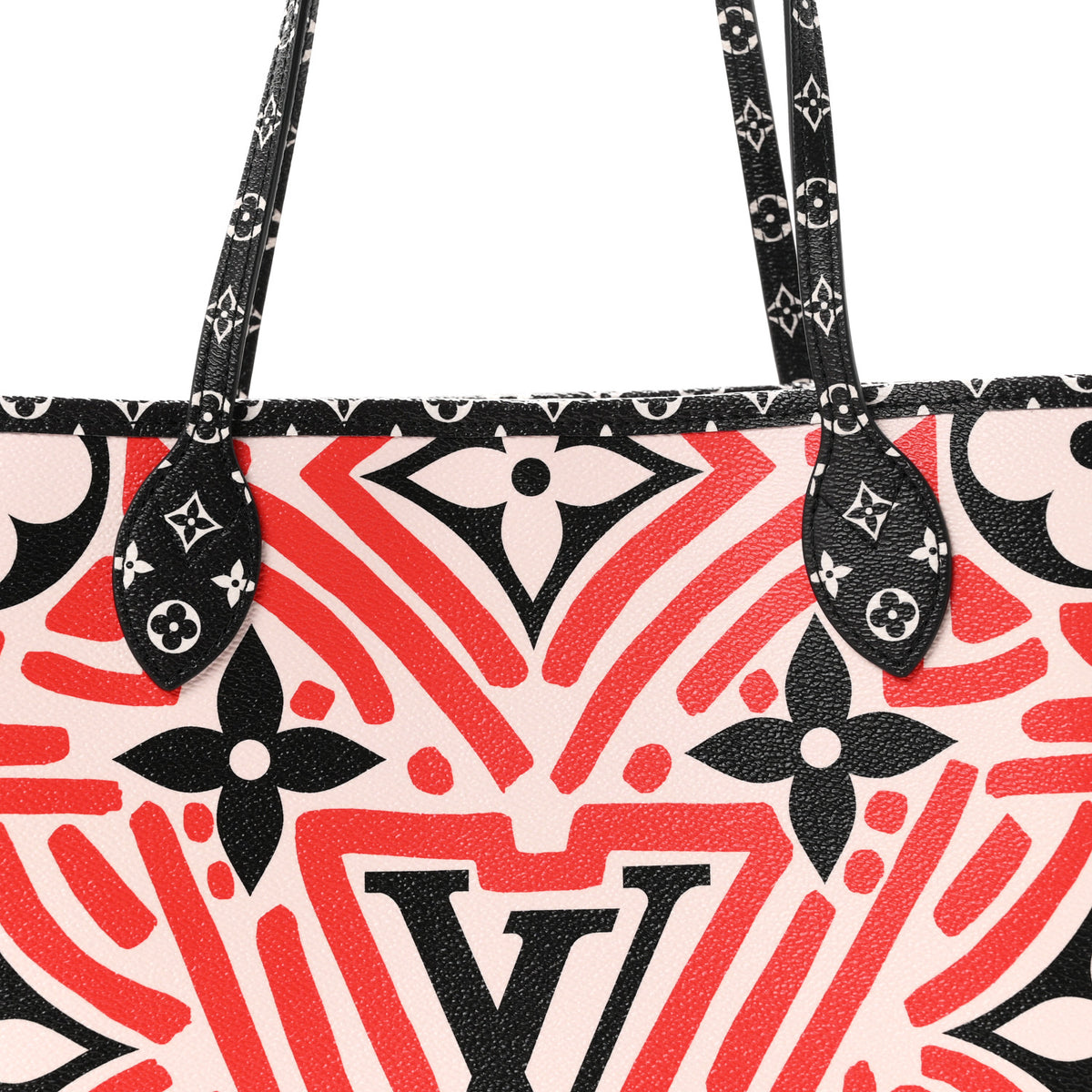 Monogram Giant Crafty Neverfull MM Creme Rouge Black