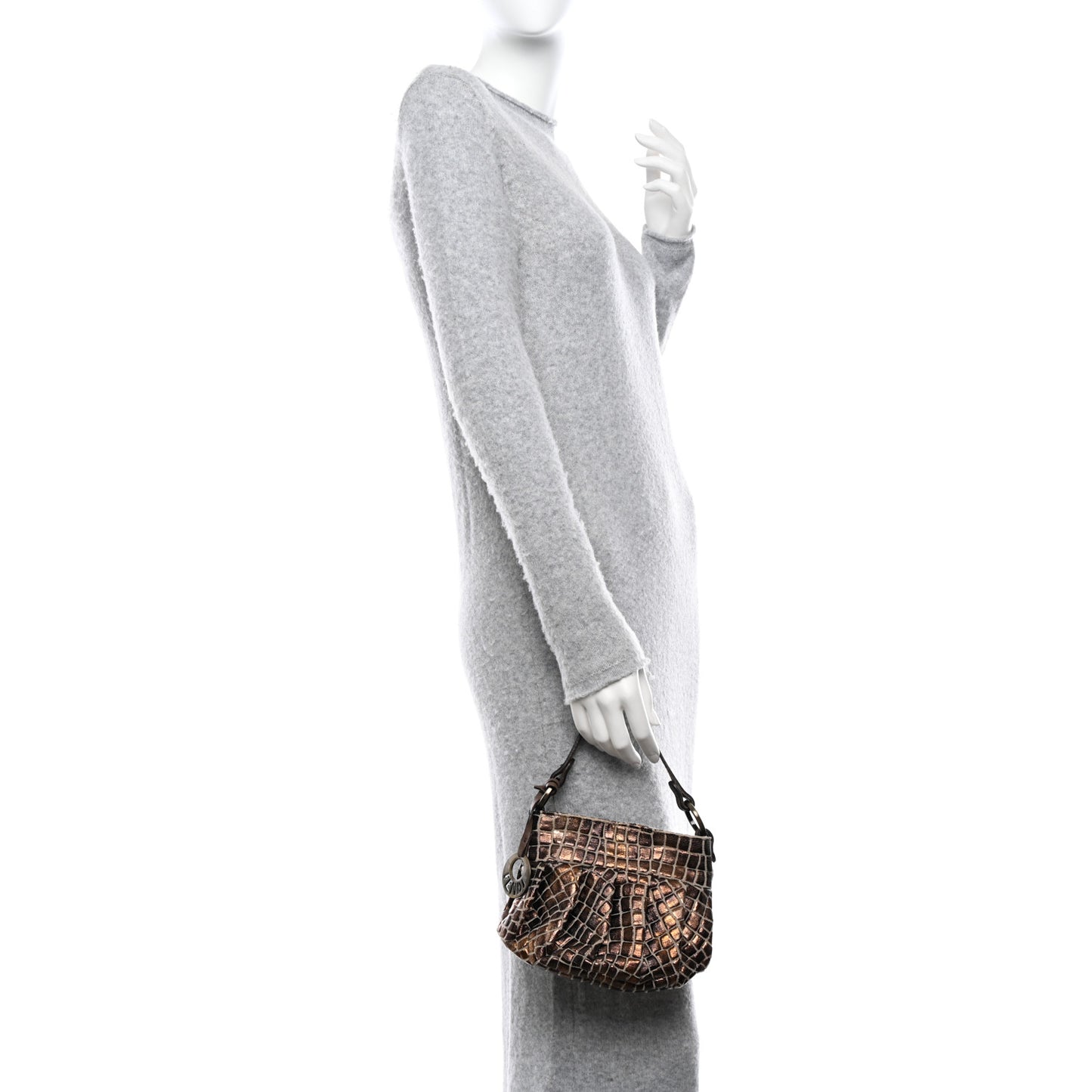 Metallic Canvas Croc Effect Mini Chef Hobo