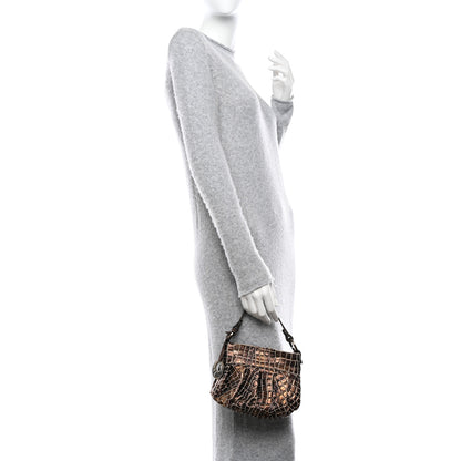 Fendi Metallic Canvas Croc Effect Mini Chef Hobo 2 of 9
