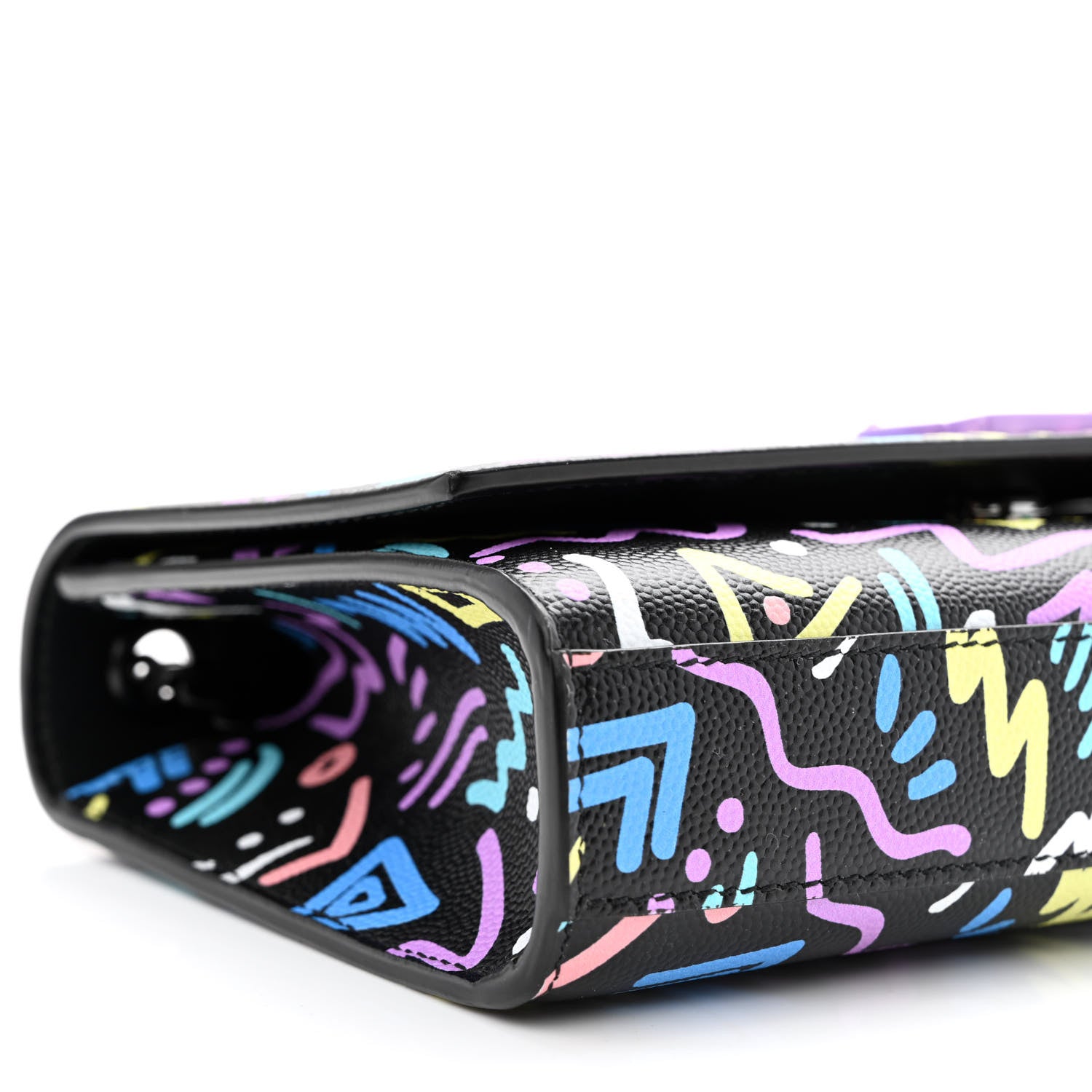 Saint Laurent Grain De Poudre Small Monogram Graphic Print Kate Satchel Black 10 of 11