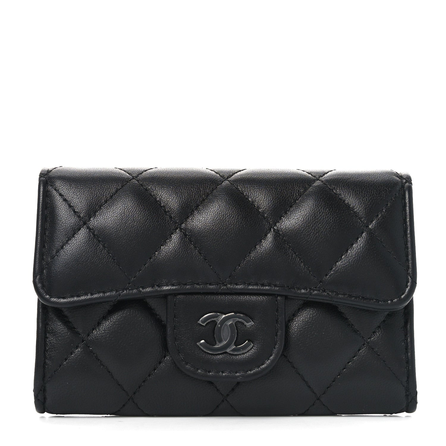 Chanel Lambskin Quilted Flap Card Holder Wallet So Black 1 of 9