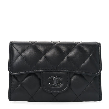 Chanel Lambskin Quilted Flap Card Holder Wallet So Black 1 of 9