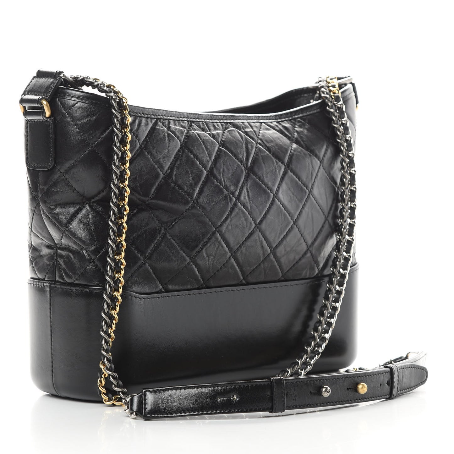 Aged Calfskin Quilted Medium Gabrielle Hobo Black