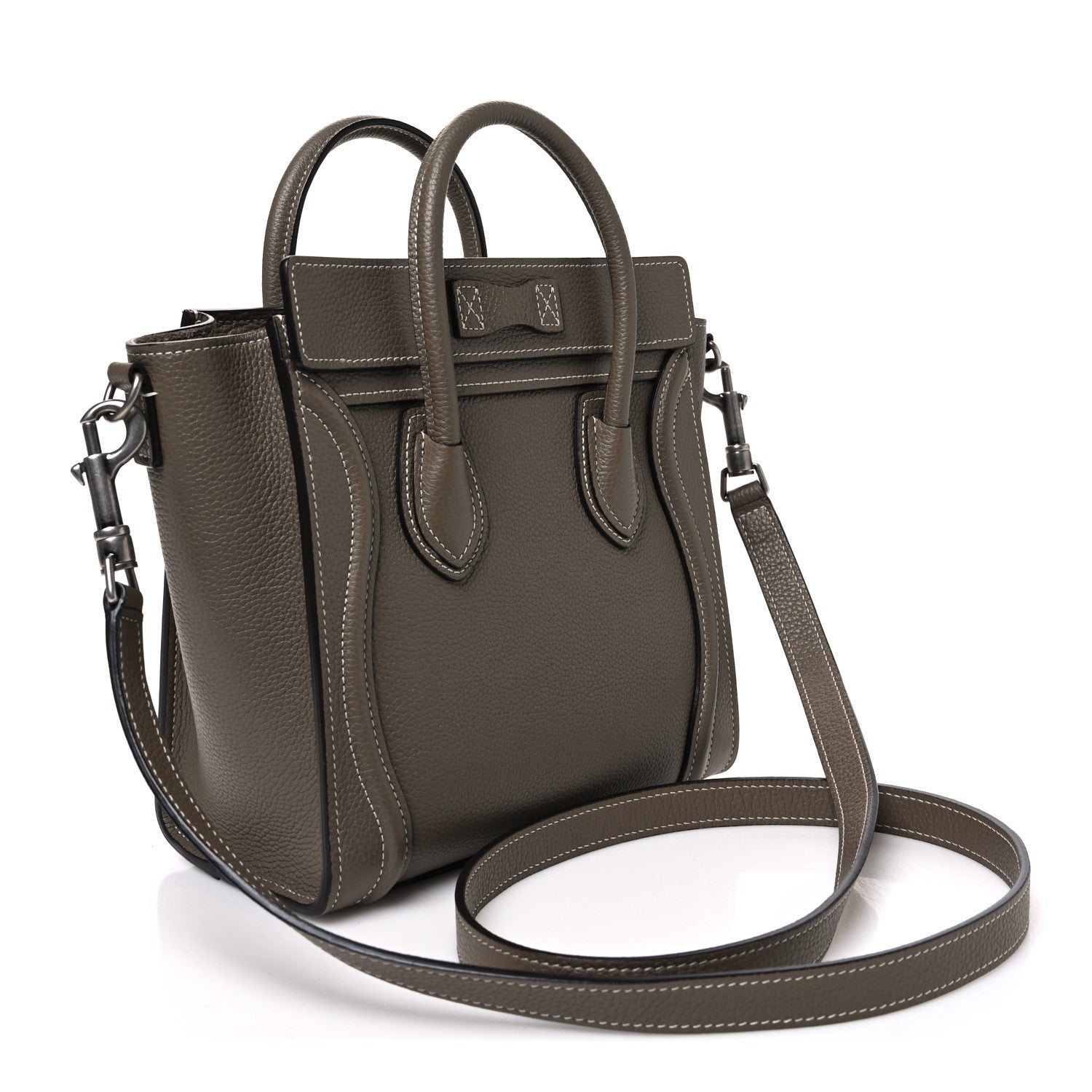 Celine Drummed Calfskin Nano Luggage Souris 2 of 10