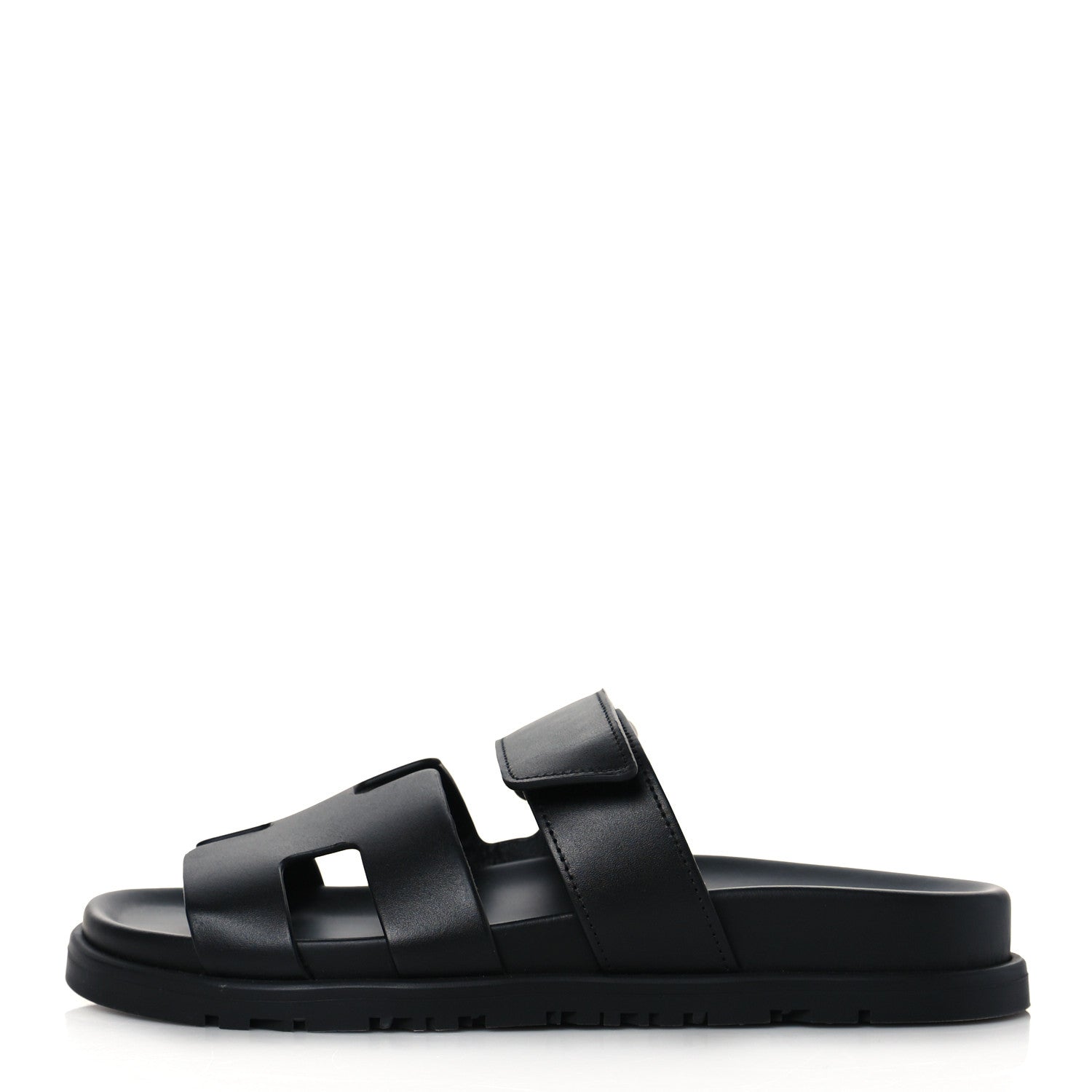 Hermes Calfskin Womens Chypre Sandals 35.5 Black 1 of 9