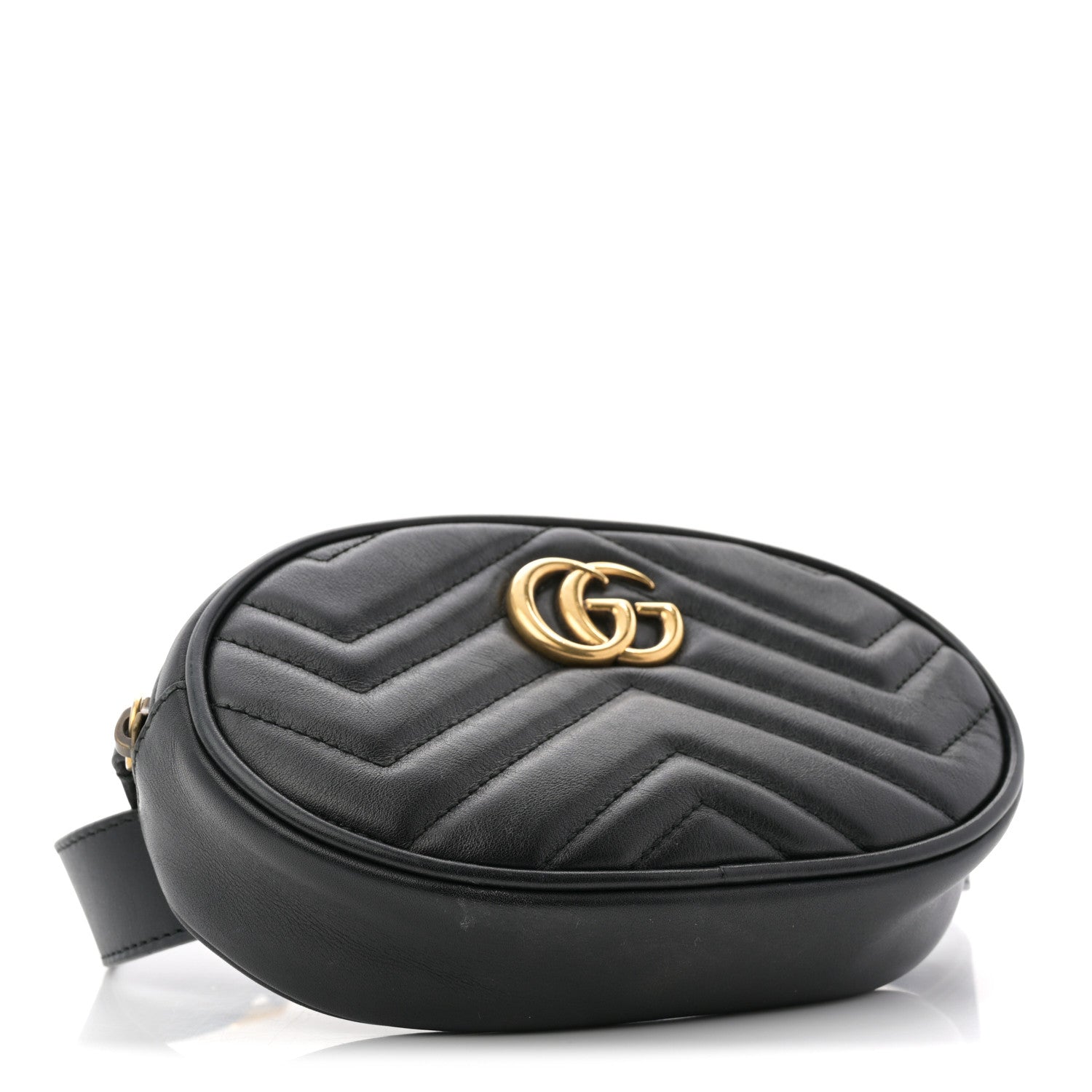 Gucci Calfskin Matelasse GG Marmont Belt Bag 85 34 Black 4 of 13