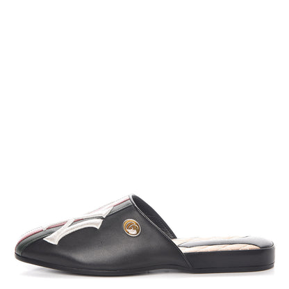 Gucci X MLB Lambskin NY Yankees Embroidered Womens GG Slippers 36 Black 1 of 9