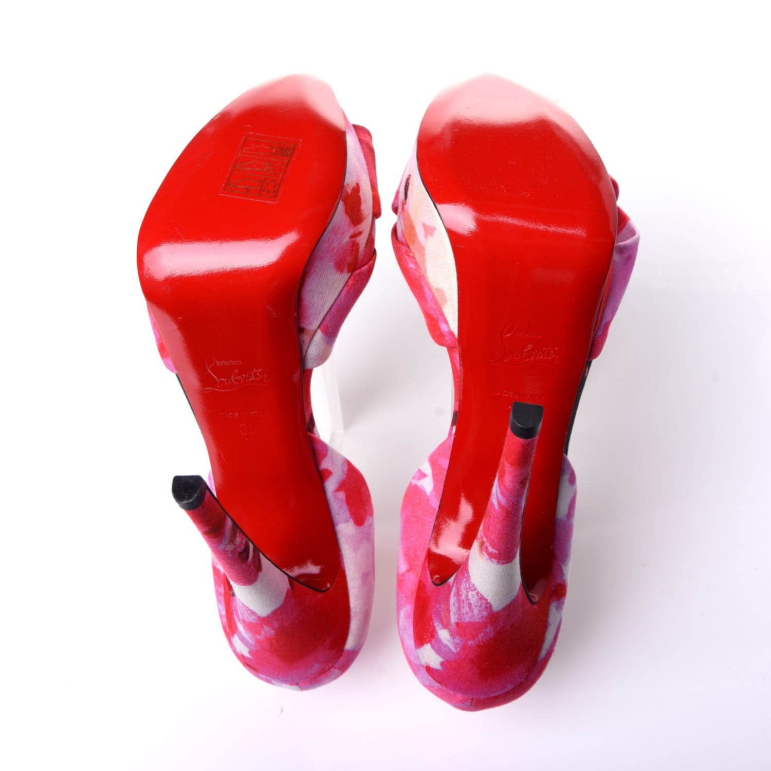Christian Louboutin Fabric Volpi Popi Peep Toe 150 Platform Sandals 38 Pink 8 of 9