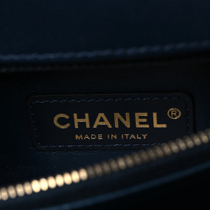 Chanel Caviar Lizard Embossed Quilted Small Coco Handle Flap Navy Blue 6 of 10