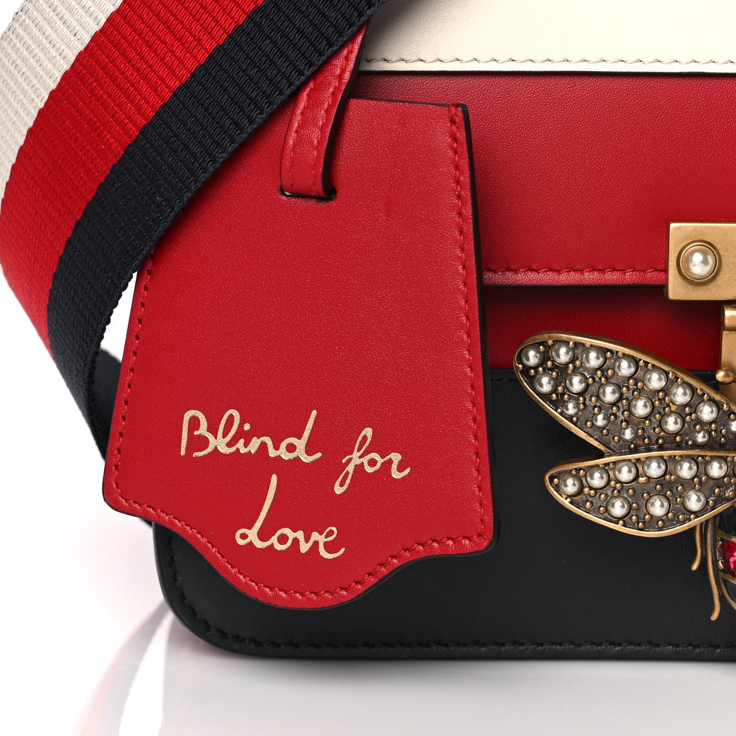 Gucci Calfskin Sylvie Web Queen Margaret Shoulder Bag Blue Agata Hibiscus Red Mystic White 11 of 11