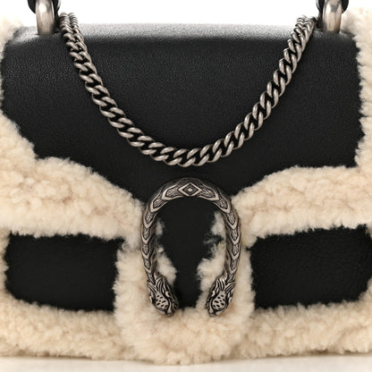 Gucci Sakai Be Green Calfskin Shearling Dionysus Top Handle Bag Black 8 of 11