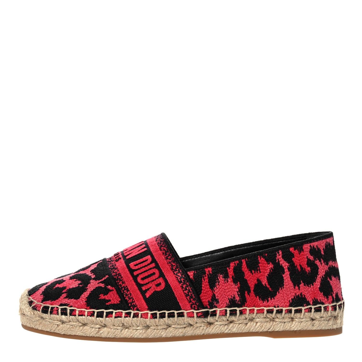 Christian Dior Cotton Embroidered Leopard Print Granville Espadrille 36 Framboise 1 of 9