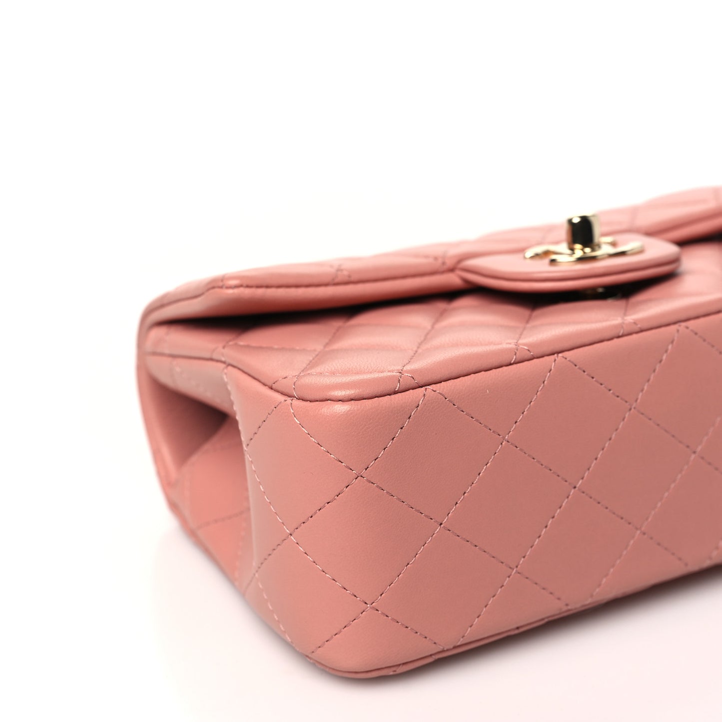 Lambskin Quilted Mini Top Handle Rectangular Flap Pink