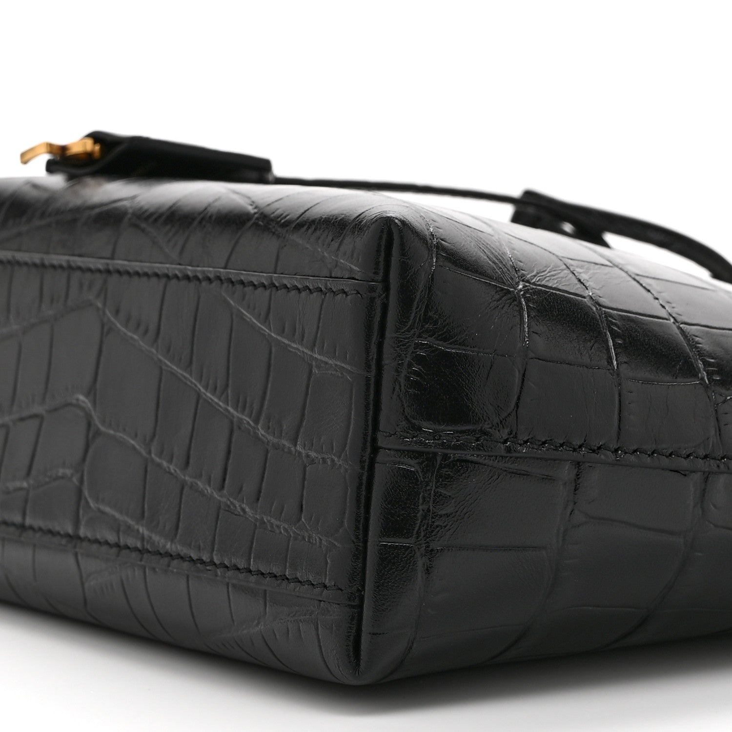 Saint Laurent Calfskin Crocodile Embossed Paris Mini Toy Shopper Tote Black 10 of 10