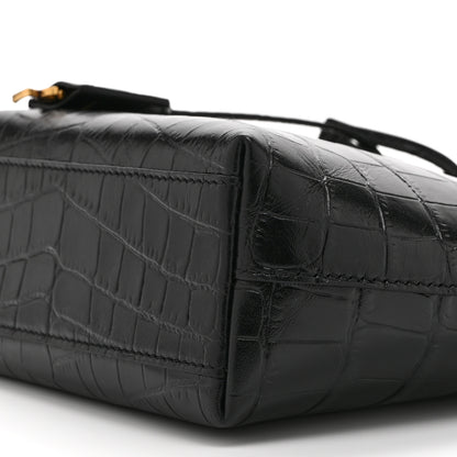 Saint Laurent Calfskin Crocodile Embossed Paris Mini Toy Shopper Tote Black 10 of 10