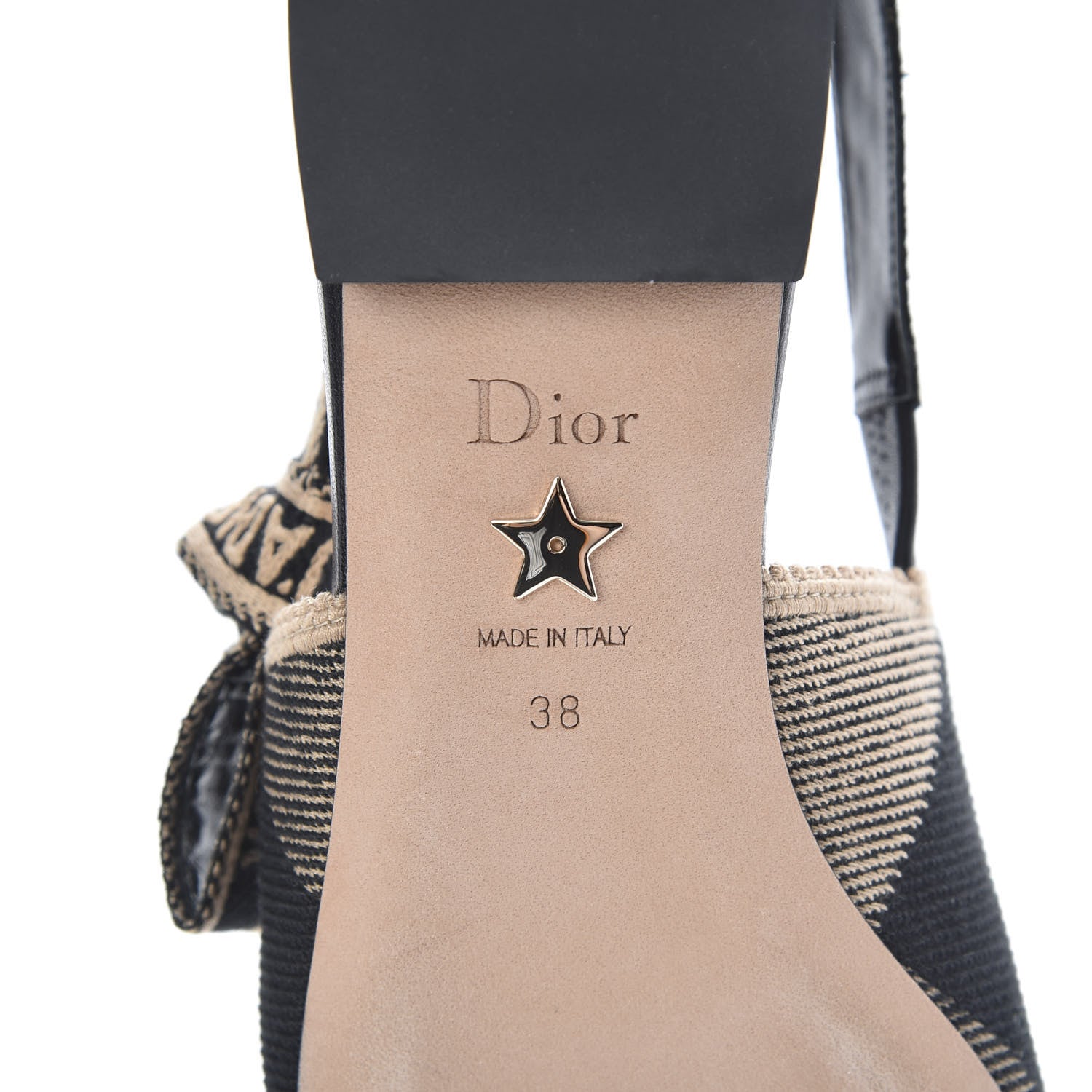 Christian Dior Cotton Ribbon Check'N'Dior J'Adior Slingback Ballet Flats 38 Black Beige 7 of 11
