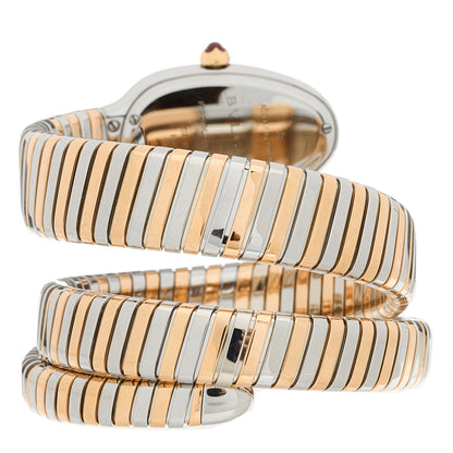 Bulgari Stainless Steel 18K Rose Gold Diamond Bezel 35mm Serpenti Tubogas Double Spiral Quartz Watch Black 3 of 4