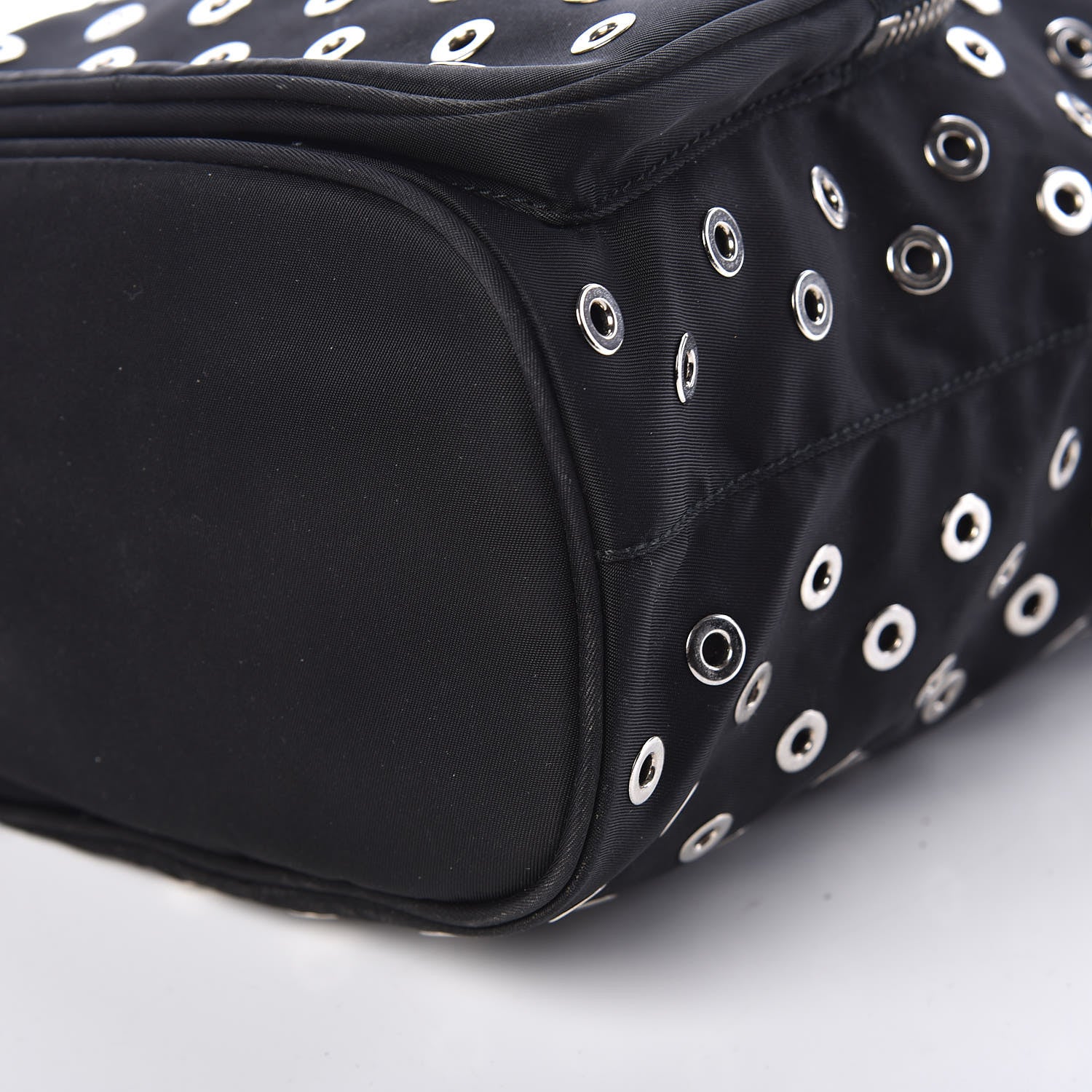 Prada Tessuto Nylon Saffiano Grommets Mini Bucket Crossbody Bag Black 8 of 8