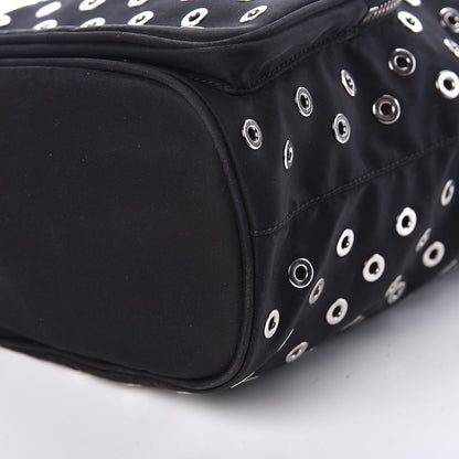 Prada Tessuto Nylon Saffiano Grommets Mini Bucket Crossbody Bag Black 8 of 8