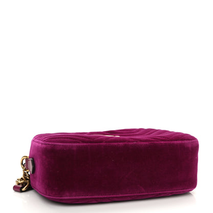 Gucci Velvet Matelasse Small GG Marmont Chain Shoulder Bag Fuchsia Violet Cyclamen 4 of 8