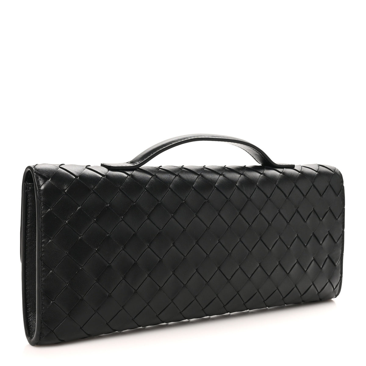Nappa Intrecciato Long Andiamo Top Handle Clutch Black