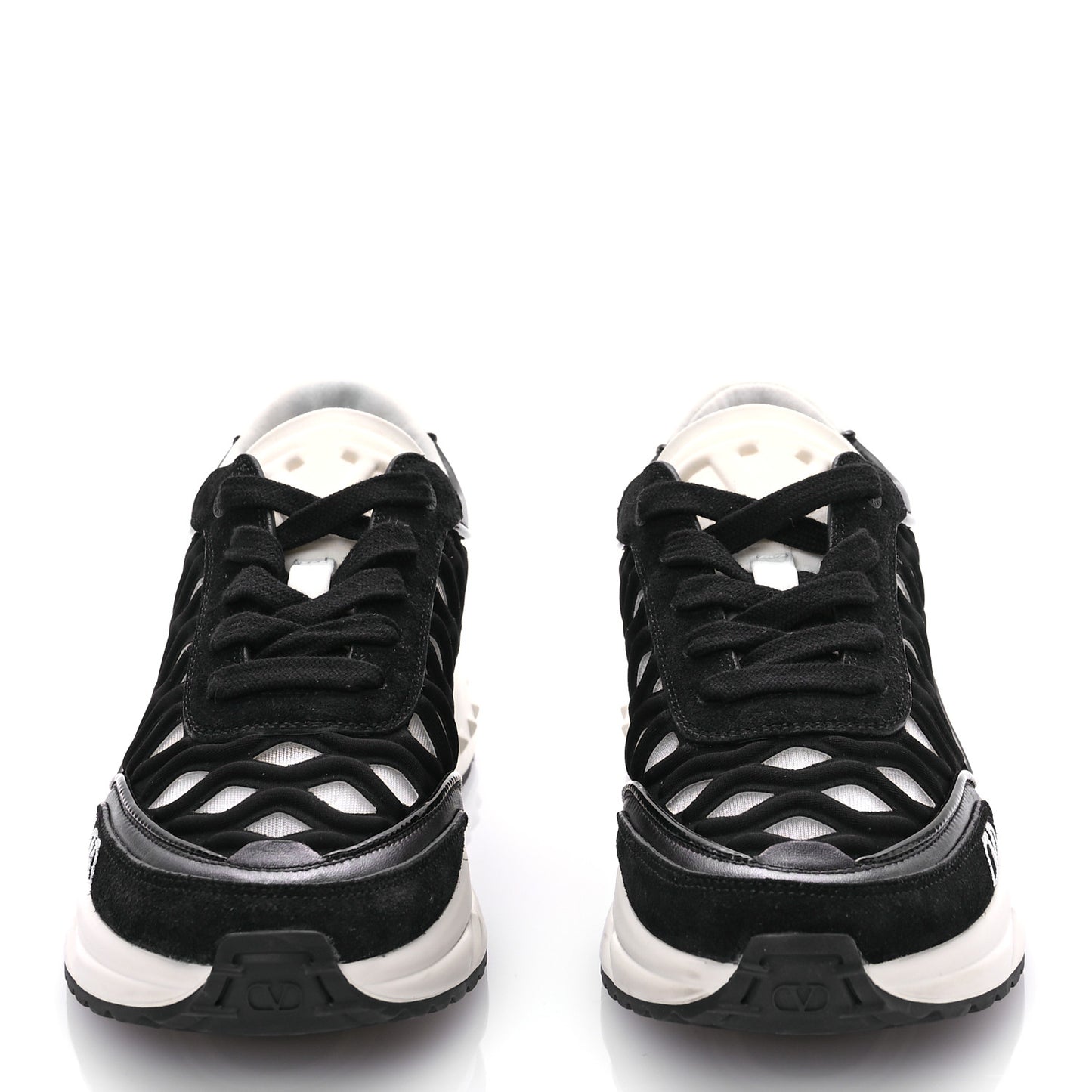 Suede Neoprene Mesh Womens Ready Go Runner Sneakers 35.5 Black