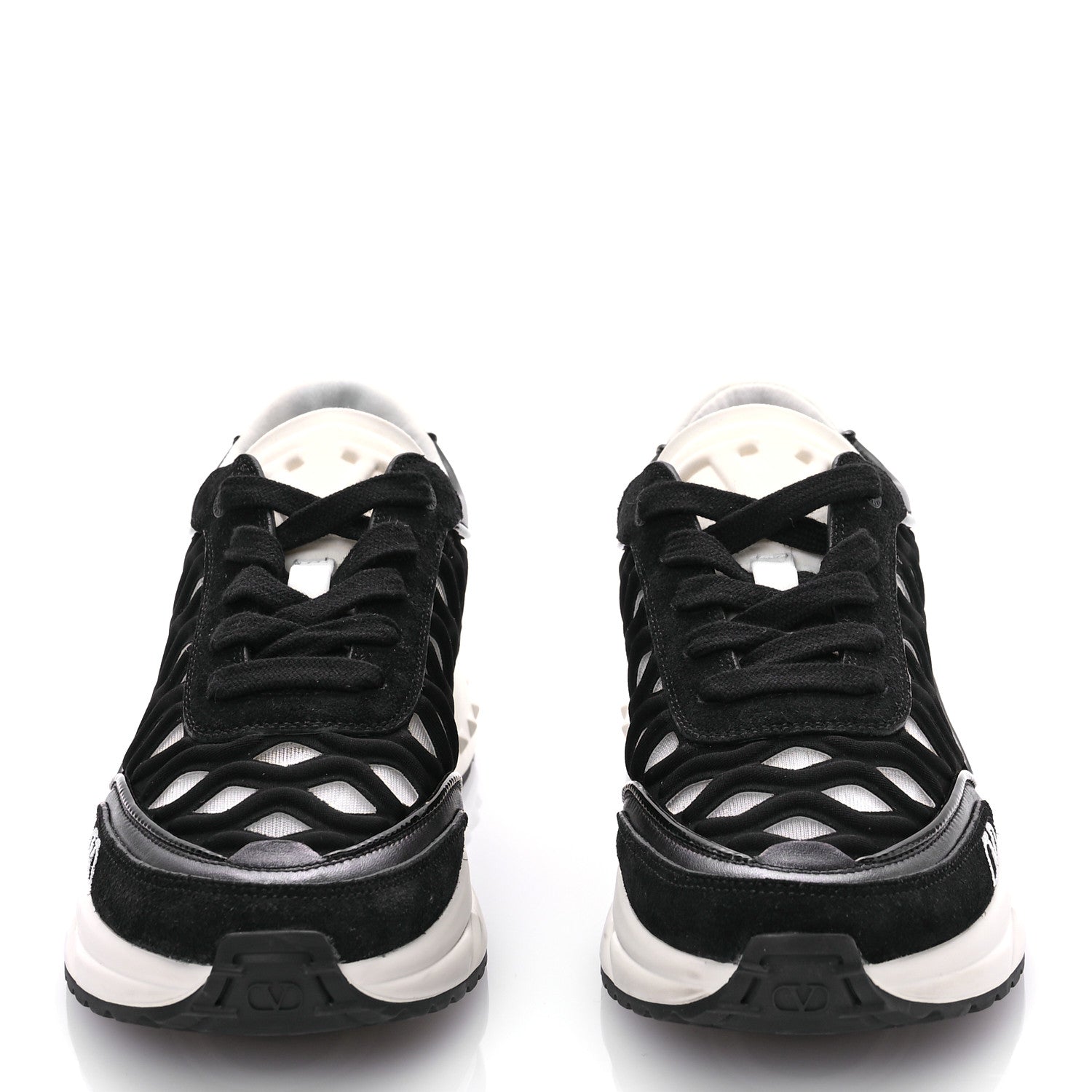 Valentino Garavani Suede Neoprene Mesh Womens Ready Go Runner Sneakers 35.5 Black 2 of 9