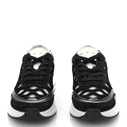 Valentino Garavani Suede Neoprene Mesh Womens Ready Go Runner Sneakers 35.5 Black 2 of 9