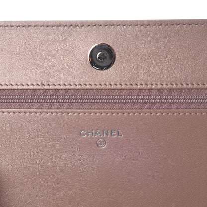 Chanel Goatskin Camellia Embossed Wallet On Chain WOC Light Pink 6 of 12